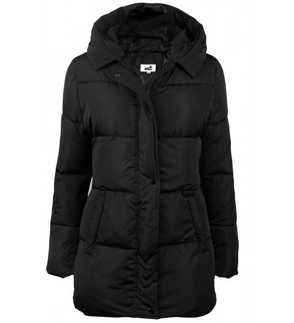 Women's Hooded Packable Puffer Down Jacket Winter Parka Coat Black ...