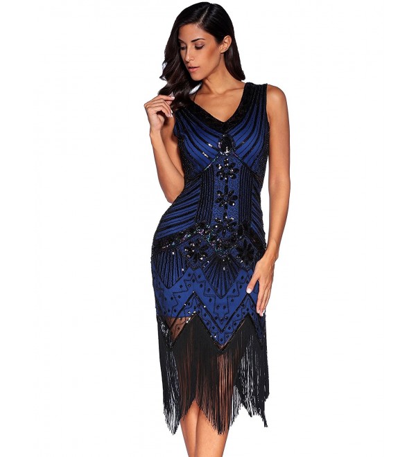 1920s Sequined Vintage Dress Beaded Gatsby Flapper Evening Dress Prom ...