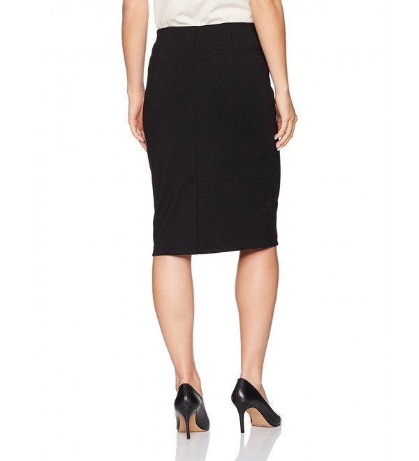 Women's Petite Pull-on Stretch Ponte Pencil Skirt - Black - CY183OHZEIX