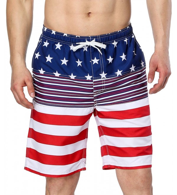 Men's USA American Flag Swim Trunks Quick Dry Boardshorts - American ...