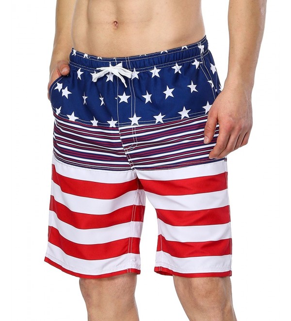 Men's USA American Flag Swim Trunks Quick Dry Boardshorts - American ...