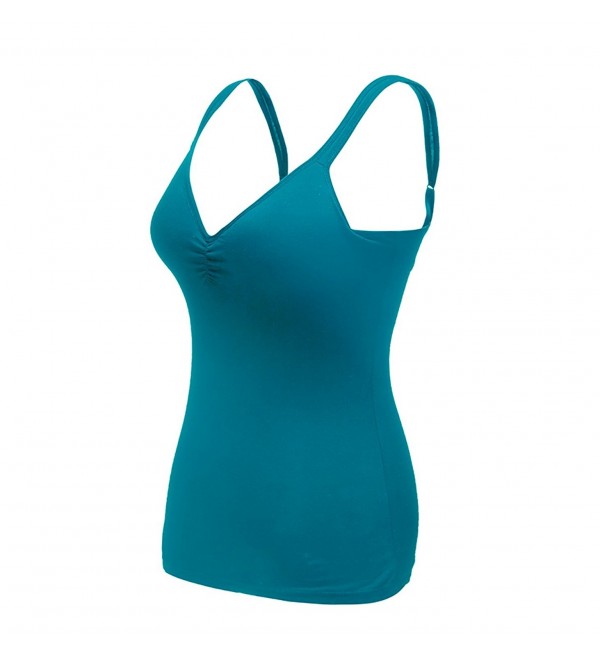 Women's V-Neck Camisole Tops with Built in Padded Bra Cami Tank Top ...