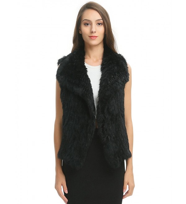 Women's Elegant Soft Rabbit Knit Fur Winter Vest In Waterfall Design ...