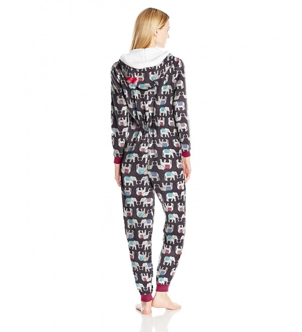 ST. Eve Women's Microfleece Bodysuit - Friendly Elephants - CK12IJ3TPED