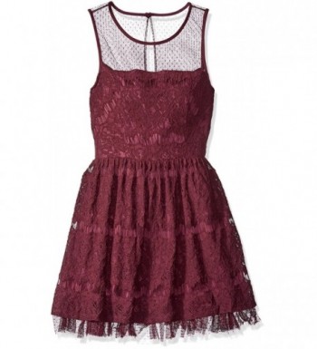 Trixxi Juniors Swiss Dress Burgundy