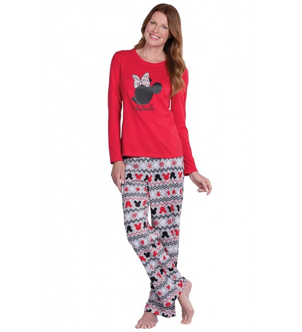 Officially Licensed Minnie Mouse Women's Pajama Set- Red - Red ...