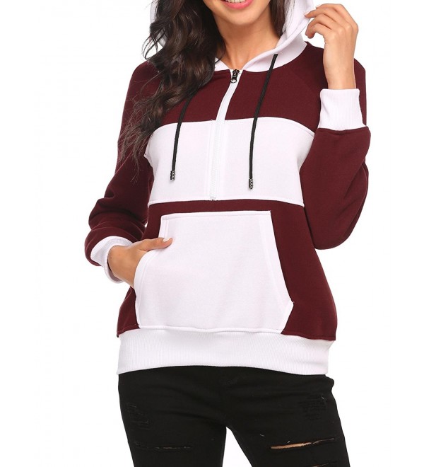 Women Long Sleeve V Neck Pullover Kangaroo Pocket Sweatshirt Hoodie ...