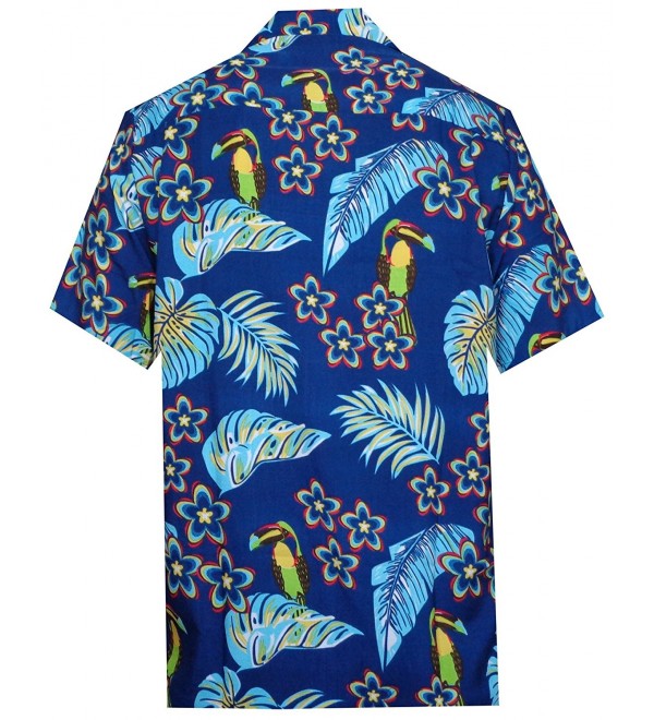 Hawaiian Shirt Mens Parrot/Toucan Print Beach Aloha Party - Dark Blue ...