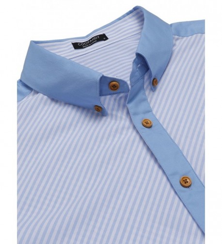 Mens Striped Short Sleeve Button Down Shirts Dress Shirt - Clear Blue ...