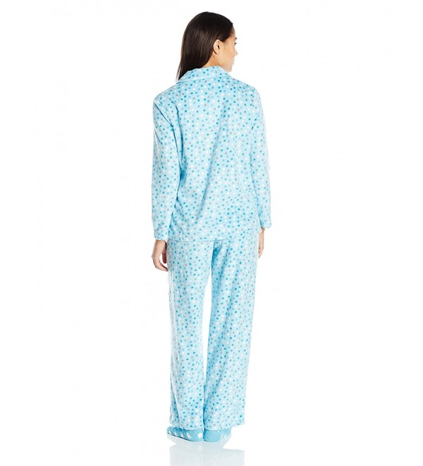 Women's Minky Fleece Pajama Set - Aqua Multi Dot - CB12MXX7QX8