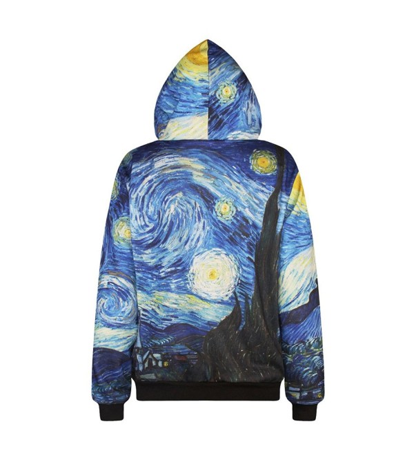 Starry Night Digital Print Hip Hop Pullover Hoodies Plus Size ...