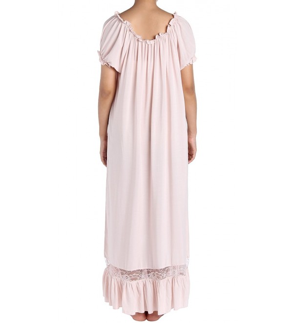 Women's Sleepwear Off The Shoulder Victorian Nightgown - Pink - CQ12O1G6A83