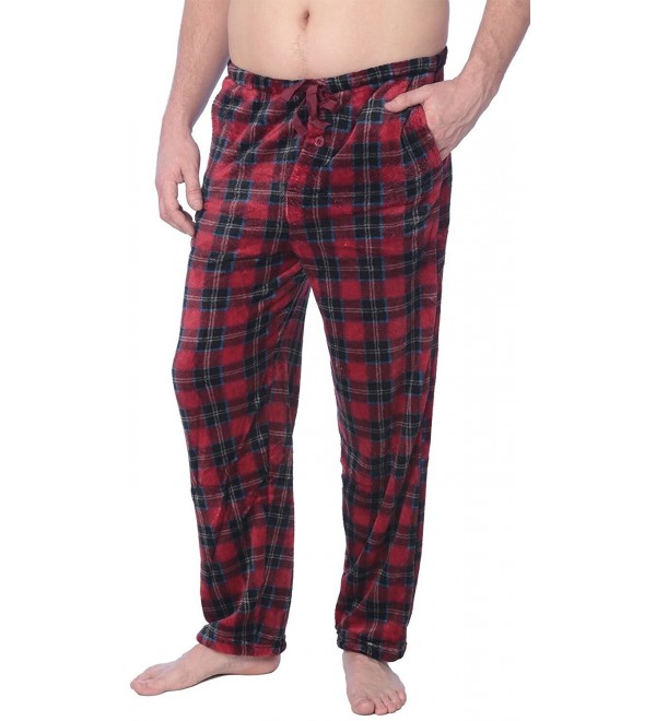 Mens PJ Pajama Pants Bottoms Plush Fleece Lounge Sleepwear With Pockets ...