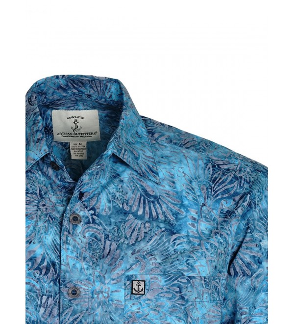 Men's Cajuns Paradise Batik Cotton Hawaiian Shirt - Bondi Blue ...