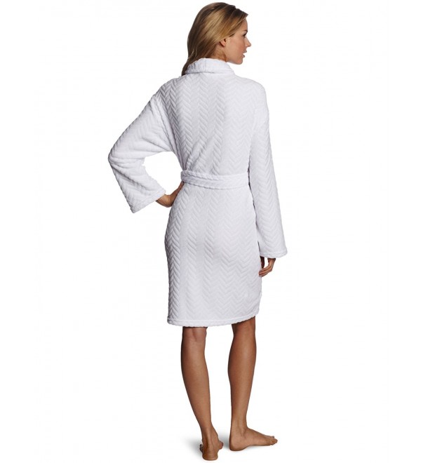 Hotel Spa Collection Herringbone Textured Plush Robe- Optic White ...