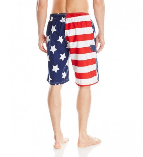 Men's American Flag Swim Trunks - Red- White & Blue - CO11T0Y0F3B