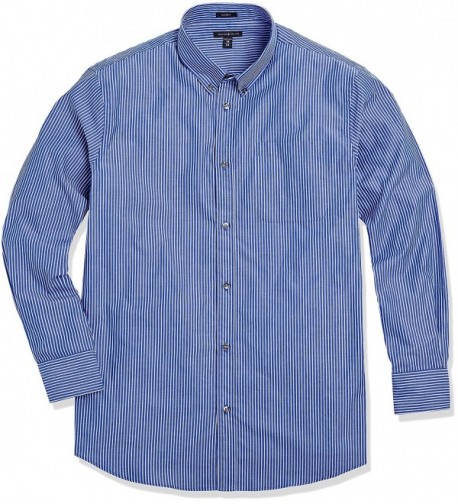 Men's Classic Fit Button-Down Collar Striped Blue Casual Shirt - Purple ...