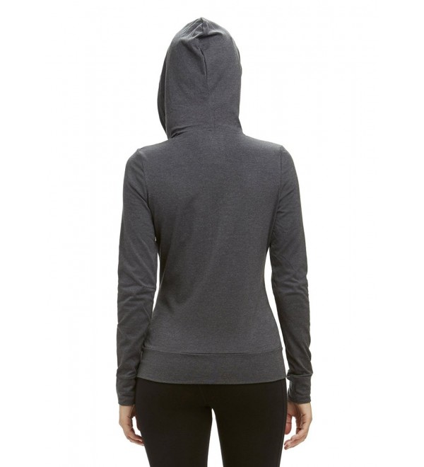 Women's Ruched Hoodie Jacket - Heather Charcoal - CF1291WEUR3