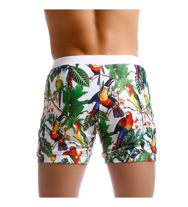 Men Swimwear Swimsuits Flower Print Surf Board Boxer Shorts Trunks Long ...