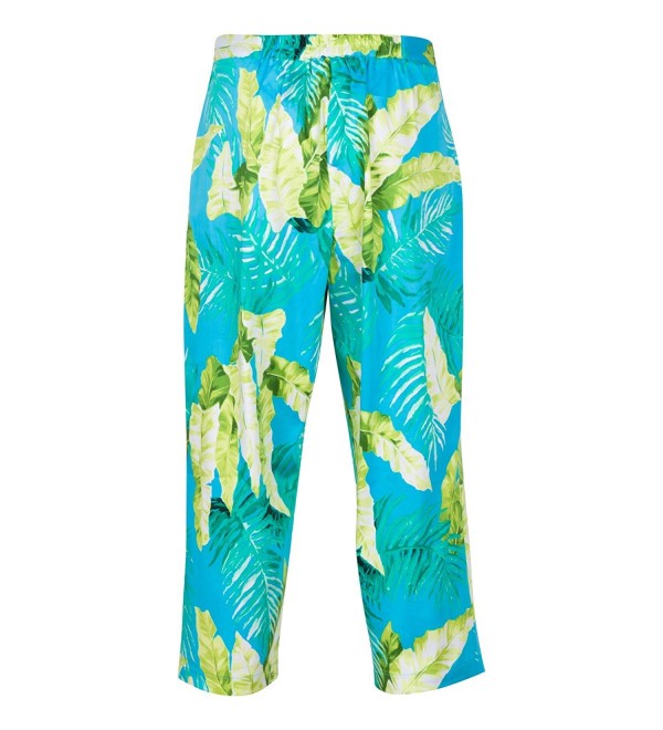 Womens Capris Cropped Pants Floral Palm Print Cotton Blend Stretch Plus ...