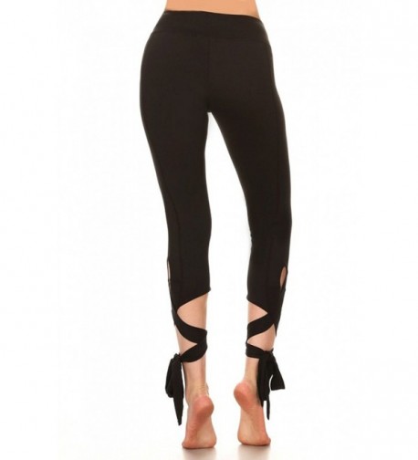 Woman's Comfortable Cross Tie Cuff Slim Yoga Pants Jogger Workout Capri ...