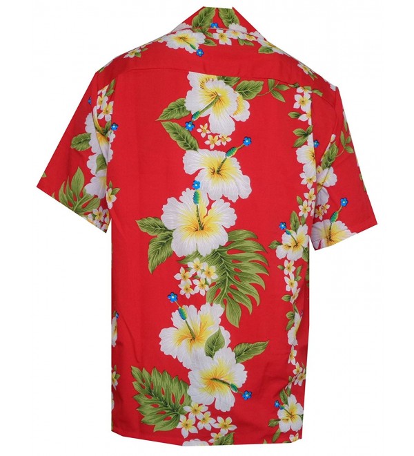 Hawaiian Shirts Mens Hibiscus Flower Print Beach Party Aloha Camp - Red ...