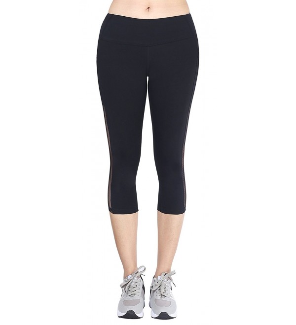 Womens Mesh Capri Workout Yoga Pants Running Tights Active Leggings ...