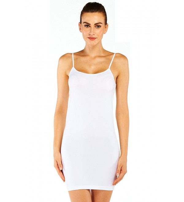 Women's Full Camisole Slip Spaghetti Straps Cami Under Dress - White ...