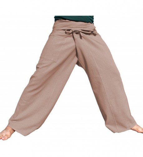 Brand Plain Thick Muang Cotton Fisherman Wrap Tall Pants - Light Brown ...