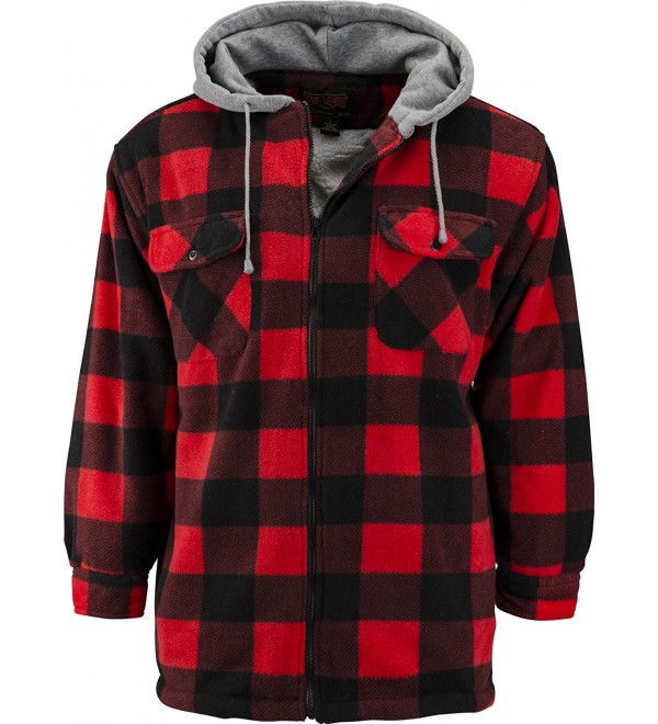 Trail Crest Mens Buffalo Plaid Classic Sherpa Lined Zip Up Hooded Shirt ...