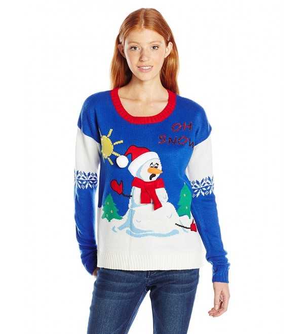 Juniors Oh Snow Light up Christmas Pullover Sweater - Blue Palace ...