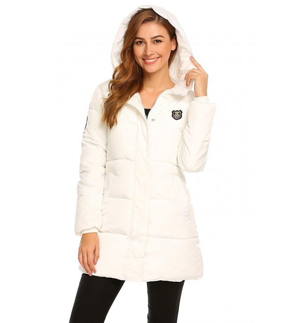 Women's Hooded Down Jacket Faux Fur Thicked Winter Parka Coat - White ...