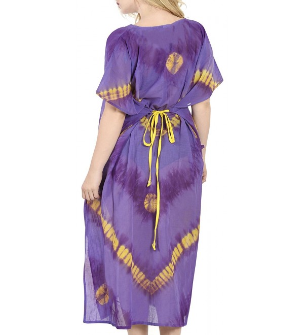 100% Cotton Tie Dye Dress Women Coverup Kimono Long Lounge Wear Caftan ...