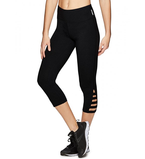 Active Women's Cotton Strappy Side Yoga Capri Leggings - X-strap Black ...