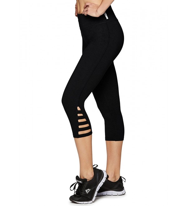 Active Women's Cotton Strappy Side Yoga Capri Leggings - X-strap Black ...