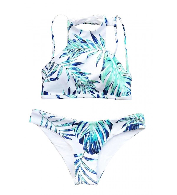 Fashion Women's Leaves Pattern Bikini Set Beach Swimwear Bathing Suit ...