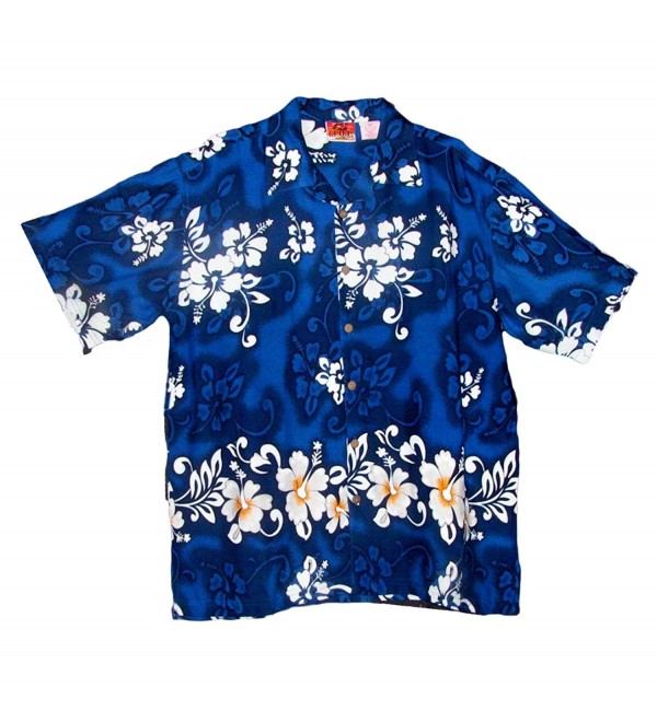 Mens Floral Hawaiian Shirt - Royal Blue - CS11Z23MZF5