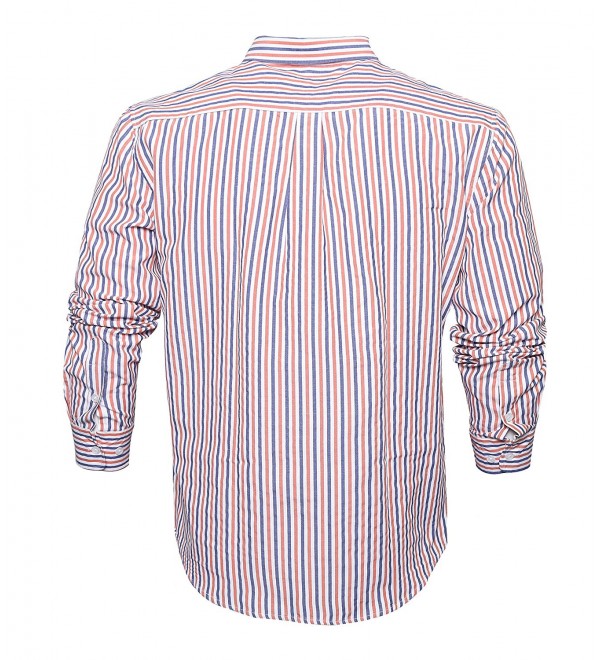 Men's Long Sleeve Striped Oxford Shirt Button Down Cotton Dress Shirts ...