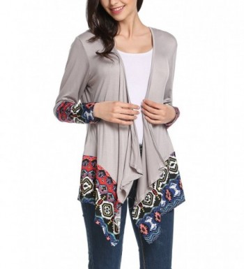 Womens Solid High Low Long Sleeve Boho Open Front Blouses Cardigans S ...