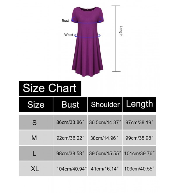 Womens Short Sleeve Casual Pockets Cotton Tunic Swing T Shirt Midi ...