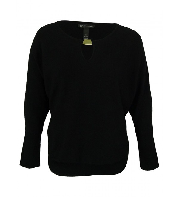 Inc Womens Plus Keyhole Knit Pullover Sweater - Deep Black - CT17YY5NTIQ