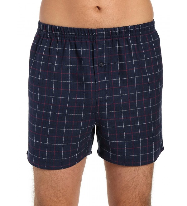 Twin Boat Men's 100% Cotton Flannel Boxers - 2 Pack - Plaid Multi Navy ...