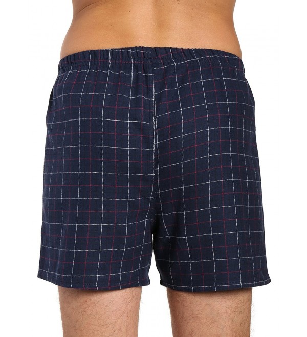 Twin Boat Men's 100% Cotton Flannel Boxers - 2 Pack - Plaid Multi Navy ...