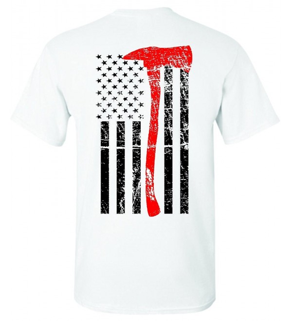 Thin Red Line Fire Firefighter T-Shirt Axe Design - White - CO184YH8YX3