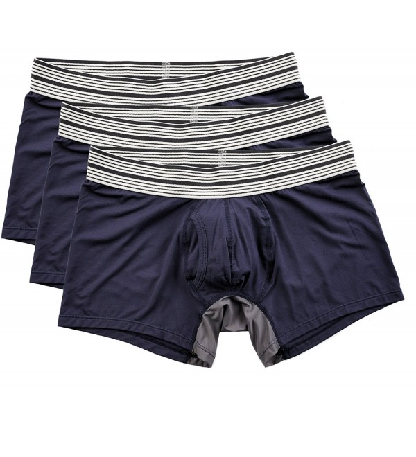 Men's Trunks Cut Boxer Brief Underwear - 3 Pack - Navy Bamboo - CN12JUUNSZB