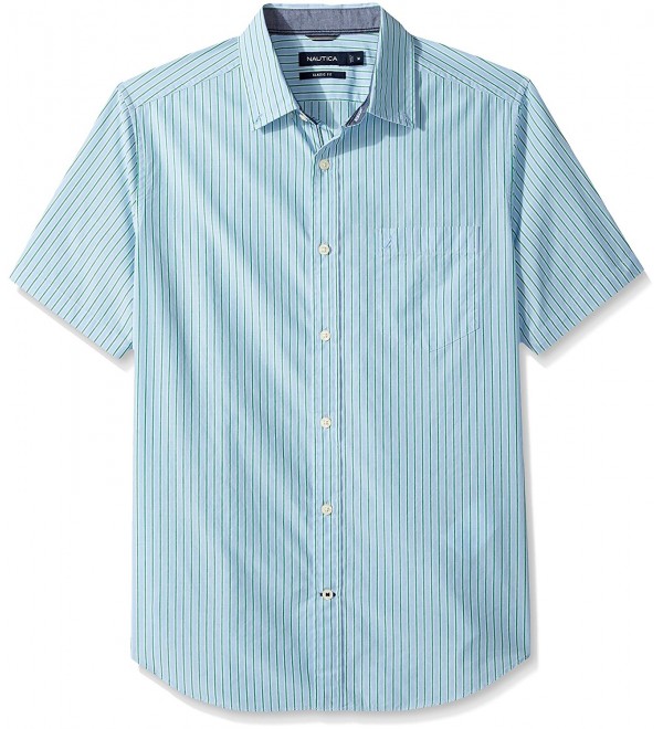 Men's Short Sleeve Classic Fit Striped Button Down Shirt - Light Haze ...