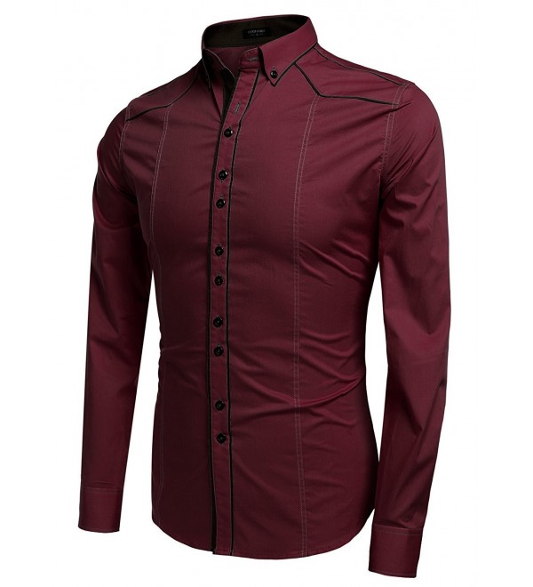 wine red button down shirt mens