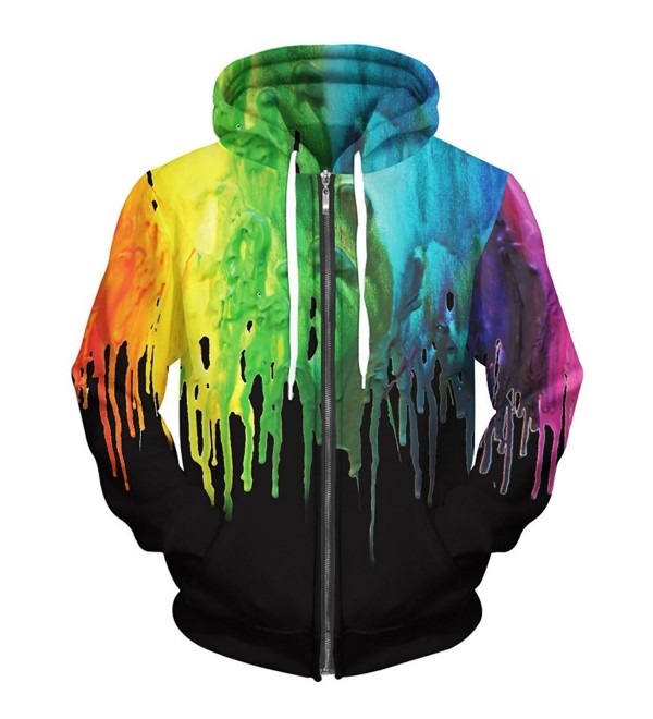 Men/Women Zip up Hoodies Print colorful Splashing Paint 3D Sweatshirts ...