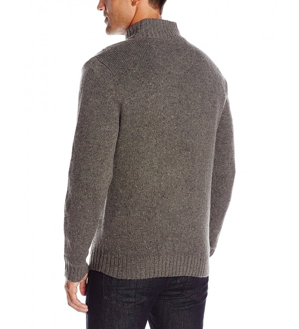 Men's Long Sleeve 1/4 Zip Mock Neck Cable Knit Sweater - Heather Grey ...