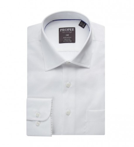 Proper Men's Regular Fit Wrinkle Free Solid Cotton Dress Shirt ...